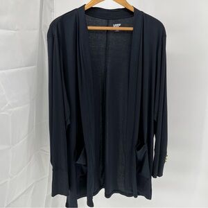 Lands End Womens NEW Open Front Cardigan Size XXXL Stretch Lightweight Navy